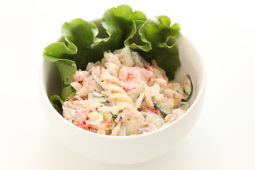 Short pasta and Japanese Kunikama crab stick salad © jreika