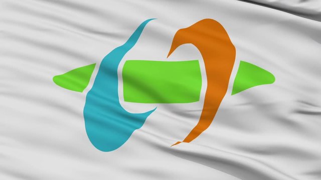 Inabe close up flag, Mie prefecture, realistic animation seamless loop - 10 seconds long