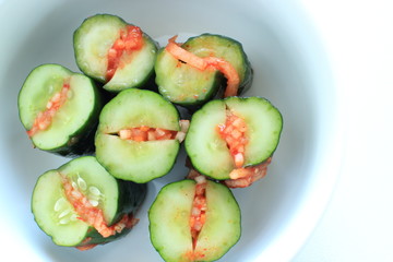 Korean food, cucumber and cabbage kimichi