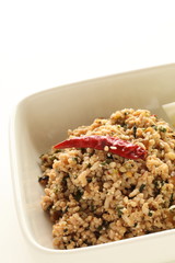 Thai cusine, spicy mince pork
