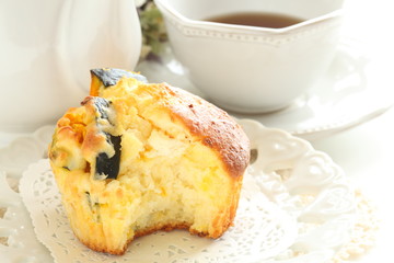 Homemade pumpkin muffin for autumn food image