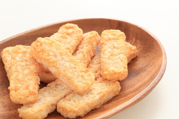 Frozen food, hash brown on wooden plate