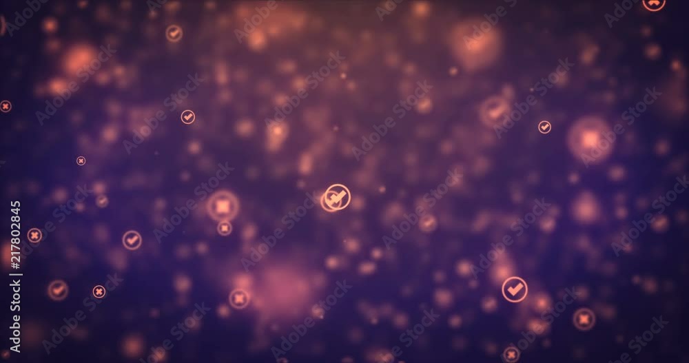 Poster loopable animation modern moving orange vote icons background.