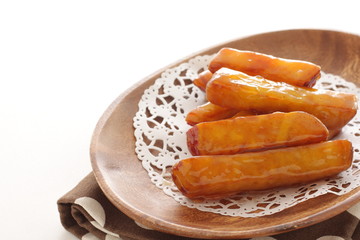 Japanese food, deep fried and candied  sweet potato 