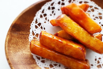 Japanese food, deep fried and candied  sweet potato 