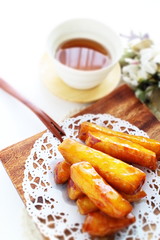Japanese food, deep fried and candied  sweet potato 