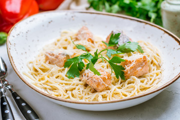 fettuccine with salmon