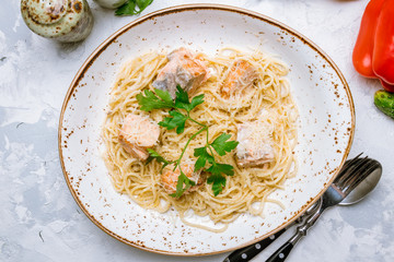 fettuccine with salmon