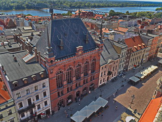 From clock tower building Torun city view