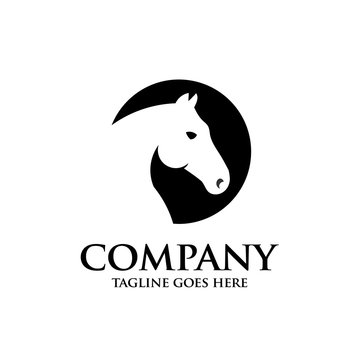 creative circle horse head vector logo design template