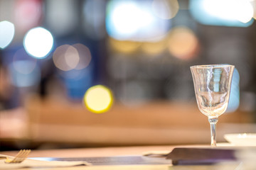 Background, clear glass placed on the table, ready to use, cut to the light is beautiful.