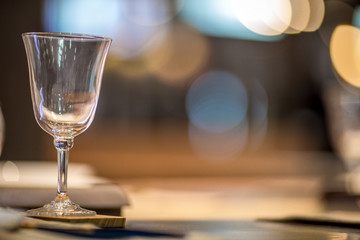 Background, clear glass placed on the table, ready to use, cut to the light is beautiful.