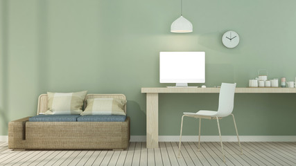 Interior hotel relax space 3d rendering-wall pastel color