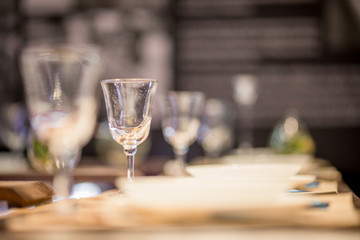 Background, clear glass placed on the table, ready to use, cut to the light is beautiful.