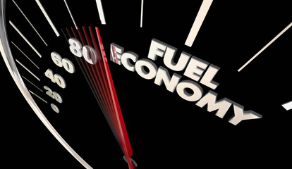 Fuel Economy Best Miles Per Gallon Efficiency Speedometer Word 3d Illustration