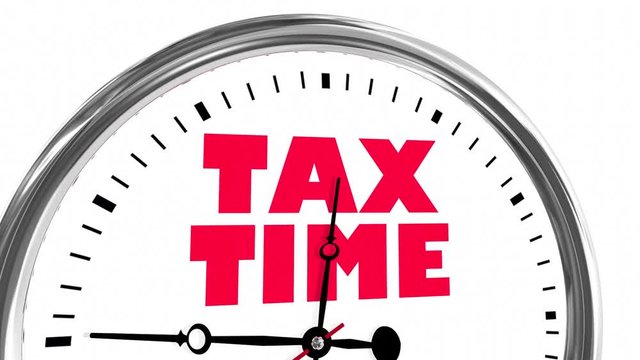 Tax Time Filing Payment Due Deadline Clock Words 3d Animation