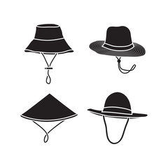 farmer hat vector illustration, silhouette hat design isolated white background
