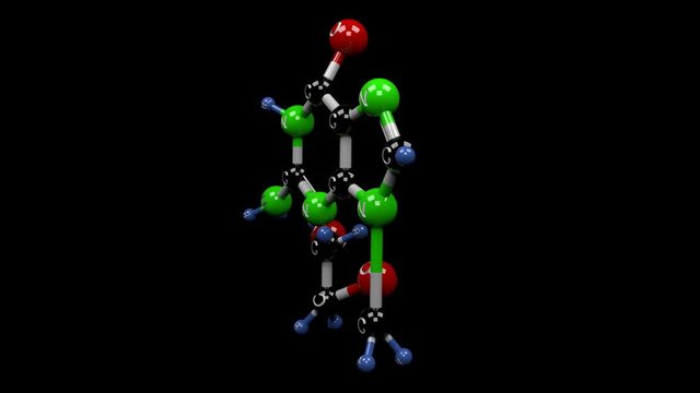 Acyclovir molecule. Molecular structure of antiviral against herpes simplex viruses acyclovir. Alpha chhanel.