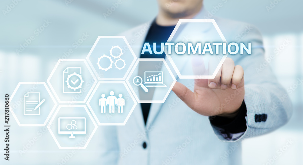 Poster automation software technology process system business concept