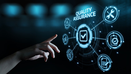 Quality Assurance Service Guarantee Standard Internet Business Technology Concept - obrazy, fototapety, plakaty