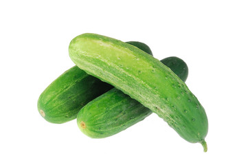close up on cucumbers isolated on white background