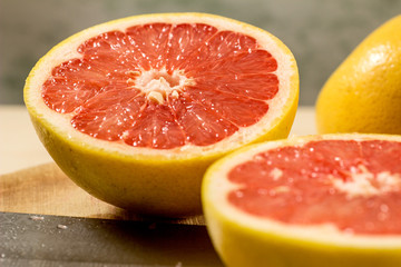 Sliced grapefruit close up
