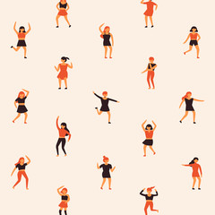Fototapeta na wymiar dancing woman pattern character flat design style vector graphic illustration set