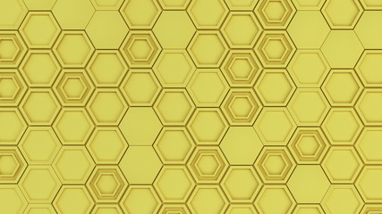 Abstract 3d background made of yellow hexagons