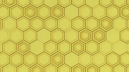 Abstract 3d background made of yellow hexagons