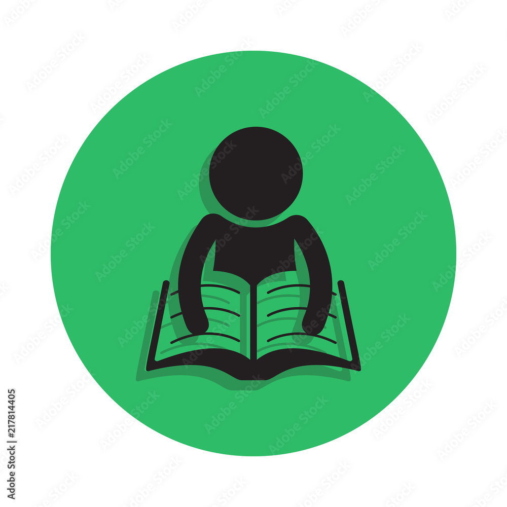 Poster a man is reading a book illustration. element of library icon for mobile concept and web apps. detai