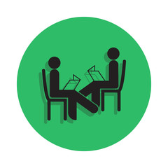 people read a book illustration. Element of library icon for mobile concept and web apps. Detailed people read a book icon can be used for web and mobile