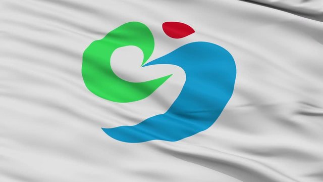 Matsuura close up flag, nagasaki prefecture, realistic animation seamless loop - 10 seconds long