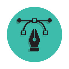 graphical pen sign icon. Element of printing house for mobile concept and web apps icon. Thin line icon with shadow in badge for website design and development, app development