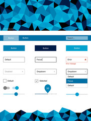 Dark BLUE vector web ui kit in polygonal style.