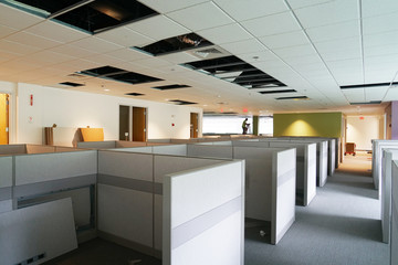 construction site of office cubicle installation and renovation