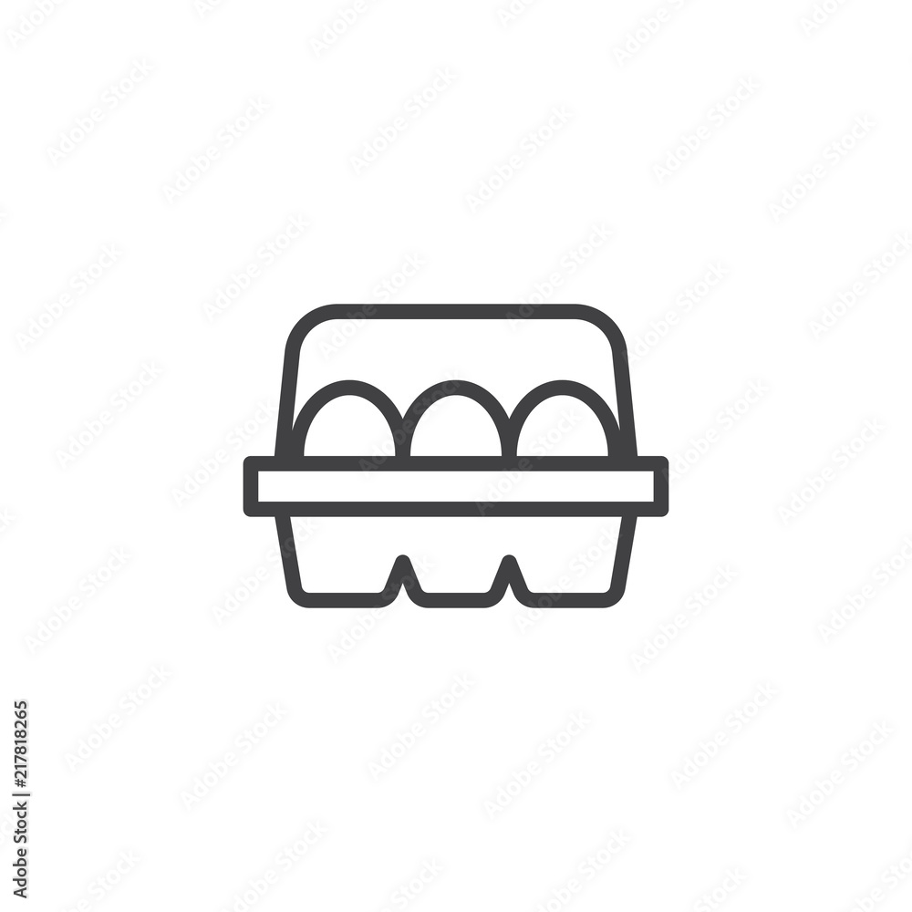 Poster eggs in box package outline icon. linear style sign for mobile concept and web design. egg container