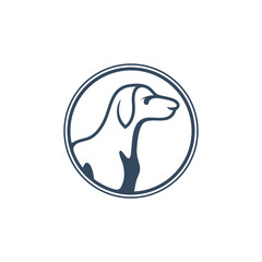 minimalist lineart outline head dog icon logo template vector illustration