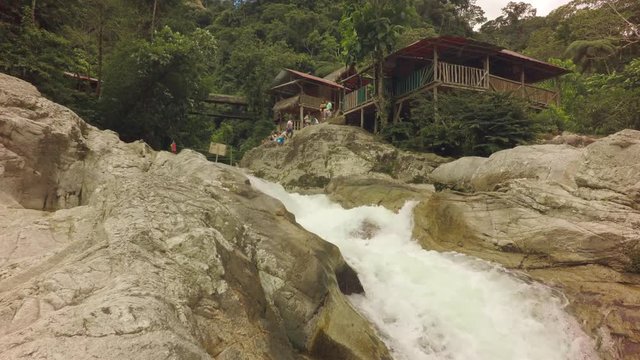 Experience the pristine beauty of Tena Laguna Azul in Ecuador's jungle,with its crystal clear waters,at the enchanting Blue Lagoon Balneary Village on April 14,2018.