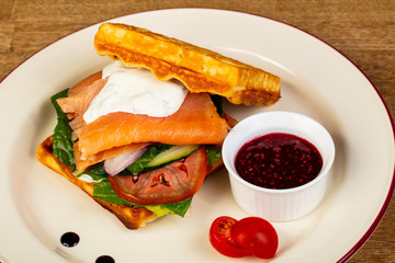 Belgian Waffer with salmon