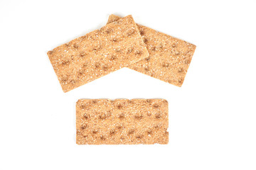 The healthy bread crisp isolated on white background