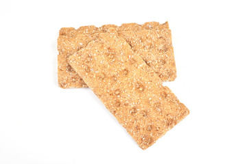 The healthy crispbread isolated on white background