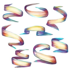 Vector set of colored ribbons on transparent background.