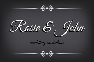 Wedding invitation in silent film style. Retro border on monochromatic background. - obrazy, fototapety, plakaty