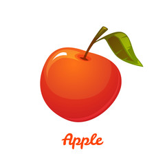Vector illustration of red apple on white background