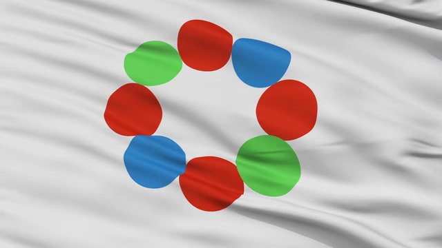 Nanto close up flag, Toyama prefecture, realistic animation seamless loop - 10 seconds long