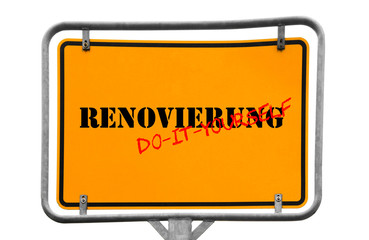 Renovierung Wegweiser Schild Symbol