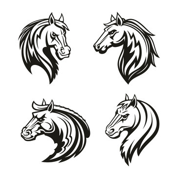 Horse animal tribal tattoo or racing sport mascot