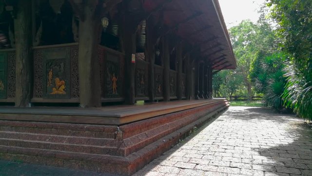 wooden church in the north of Thailand with green environment