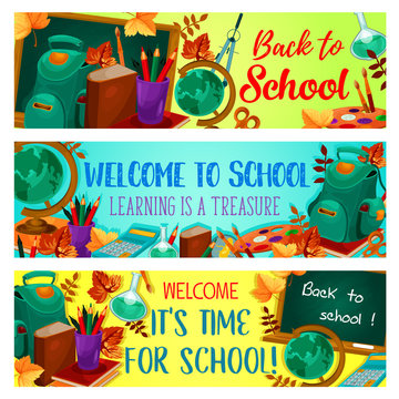 Back to School vector autumn season banners