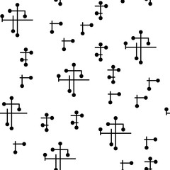 Seamless pattern with lines and dots. Retro, vintage background. Black and white. For printing on fabric, textiles